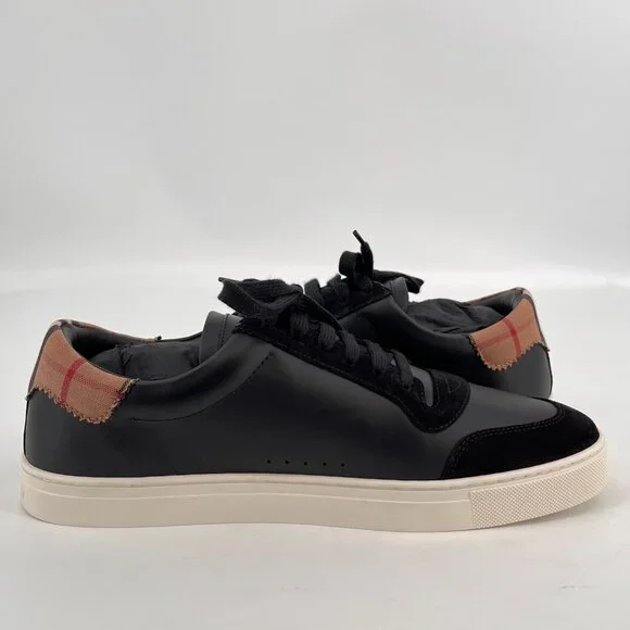 Burberry Men's Robin Vintage Check Panel Leather Low-Top Sneakers US10
